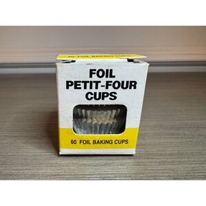 Vintage Foil Petit Four Baking Cups - 60 Silver Foil & 60 Paper Liners - NOS